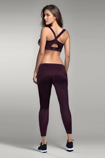 BLS - Eleanor Padded Sports Bra And Tights Set - Burgundy